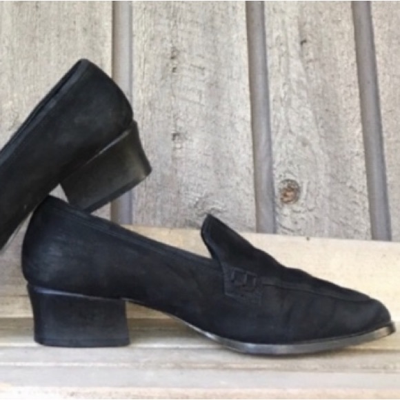 VINTAGE Shoes MOOTSIES TOOTSIES Retro Heels Black Suede Leather Size 7.5 - Picture 6 of 9